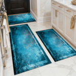Three-piece kitchen rug set, non-slip and washable, abstract pattern kitchen hallway rug, soft and comfortable, suitable for sinks, floors, entrances, hallways and bathrooms. - Image 22