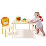 Kids Table and 2 Chairs Set, 3 Pieces Toddler Table and Chair Set, Wooden Activity Play Table Set (Lion&Monkey)-Does not support self pick up - Image 14