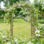 7FT Wooden Garden Arbor, Wedding Arch Backdrop Stand for Ceremony Party, Garden Pergola with Trellis for Climbing Plants, Dark Brown - Image 12
