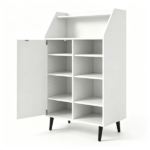 White Multi-Compartment Shoe Cabinet with Countertop & Open Storage Cubbies, Magnetic Door Adjustable Partition Shoe Rack for Shoes Boots Home Entryway Storage Furniture - Image 2