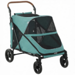 66 LBS Capacity Teal Pet Stroller – for Large Dogs, All-Terrain Spring Suspension, 8-Position Adjustable Handle - Image 2