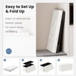43 Inches Folding Ottoman with Storage Bench, Foot Rest Stool, End of Bed Storage Bench Upholstered, Load 660 lbs, for Living Room, Synthetic Leather, Beige (Shipment from Walmart) - Image 3
