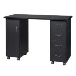 Double Edged Manicure Nail Table with Drawer Black - Image 27