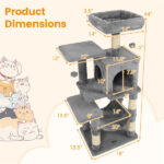 44" Multi-Level Cat Tree with Spacious Top Perch, 2-Door Condo & Hammock for Indoor Cats -Light Gray - Image 5