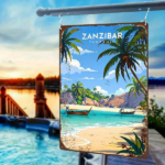 CIFbuy Vintage Zanzibar Tanzania Tropical Beach Metal Wall Art" Rustic Retro Iron Tin Sign, Inch 2D Flat Decorative Painting For H MetaikTok, MetaikTok, t Self-pickup Logiopics - Image 3