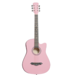 Matte Pink 38-inch Acoustic Guitar with Picks, Strings, Capo, Case, Tuner, and Strap - Image 5