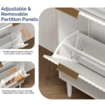 (Do Not Sale on Amazon) 3-Drawer Shoe Cabinet with Top Grille Panel MDF Door Panels with Thermoforming + Champagne Gold Door Seams and Handles + Conical White Solid Wood Legs for the Shoe Cabinet 31.61*9.45*52.95in White - Image 6