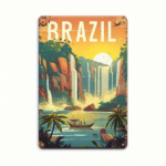CIFbuy Vintage Iguazu Falls Metal Sign, Retro Brazilian Waterfall Wall Art With Bold BRASIL Text, 12x8 Inch Flat Travel Decor For Home TikTok, TikTok, With Self-pickup Logiopics - Image 3