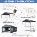 12x20 ft Carport Car Port Canopy Grey - Image 2
