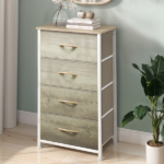 4 Drawer Dresser Fabric Chest of Drawers Furniture Storage Organizer for Living Room,,Hallway,Oak Greige