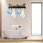 CIFbuy1 PC A very practical modern pool towel rack made of handmade iron with 8 hooks for storage, rust proof wall mounted spa beach decoration, black coati(TikTok/temu self-pickup orders) - Image 2