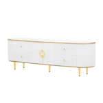 Modern TV Stand for TVs up to 80 Inches, Entertainment Center with 4 Drawers and 1 Cabinet, Wood TV Console Table with Metal Legs and Handles for Living room - Image 12