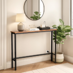 Same Code 75403889 39.4" Narrow Console Sofa Table with Power Outlets and USB Ports, Skinny Couch Table with Metal Frame and Charge Station with 4.9ft Extension Cord, Rustic Brown - Image 8