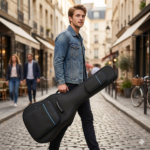 600D Oxford Cloth Electric Guitar Bag Black With Blue Line - Image 10