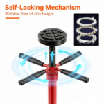 Adjustable Underhoist Support Jack Stand, 1654 LBS Max Load Triangular Base Hoist Support Stand with Rolling Wheels Anti-Slip Rubber Platform for Professional & Home Workshop Car Maintenance -Red - Image 7