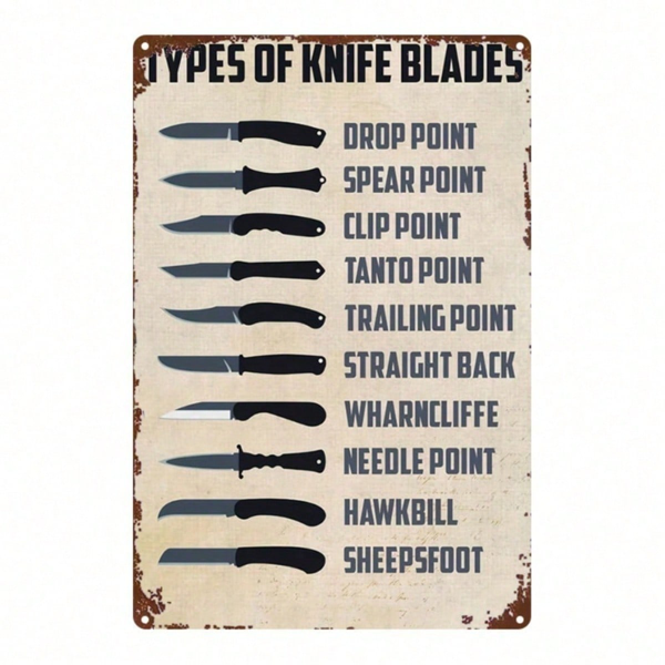 CIFbuy 1PC Vintage Blade Knife Pattern 2D Flat Metal Sign 8X12 Inch Rustic Iron Wall Art Decor Retro Hanging Metal Poster For Home Bar TikTok, TikTok, Bar Self-pickup Logiopics