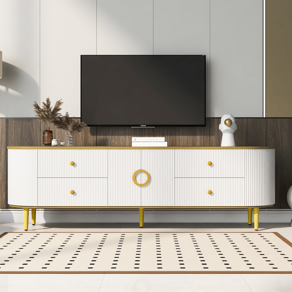eb59beab-2817-4a27-a0c7-7b986b28e148.png Modern TV Stand for TVs up to 80 Inches, Entertainment Center with 4 Drawers and 1 Cabinet, Wood TV Console Table with Metal Legs and Handles for Living room - Image 1