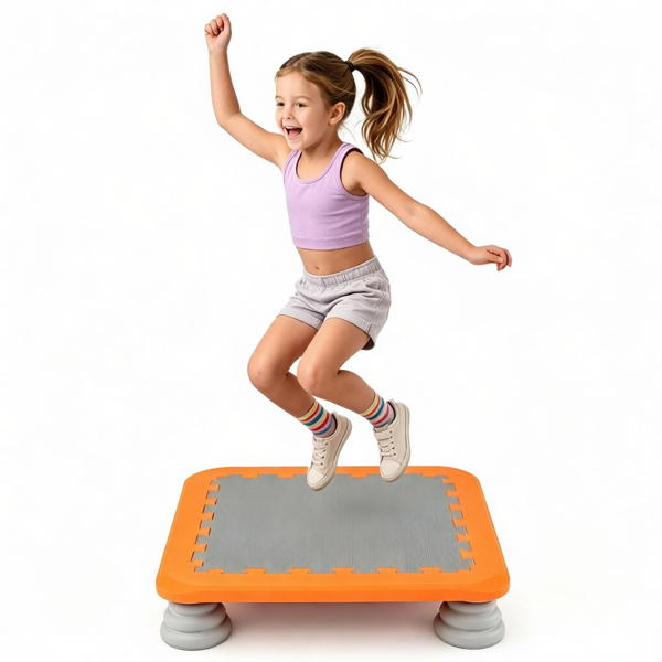25.5 Inch Kids Mini Trampoline with Non-Slip EVA Jumping Surface, Rounded Edge PU Foam Foot Pads Compact Indoor Outdoor Balance Bounce Toy for Toddlers Ages 3+ Orange