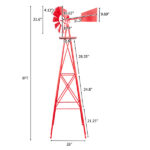 8FT Weather Resistant Yard Garden Windmill Red - Image 14