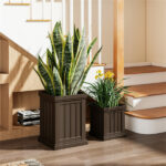 Set of 2 Stackable PP Planters with Efficient Drainage Holes, Weather-Resistant Flower Pots for Indoor Outdoor Use - Image 6