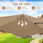 9x8.2FT Cantilever Patio Umbrella, Double-Tier Vented Offset Umbrella for Garden Pool-Brown - Image 5