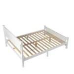Queen Single Bunk Bed Painted + Melamine Veneer & Pine + MDF Bed Frame Vertical Striped Decorative Bed Frame 63.78*83.46*37.8in White - Image 11