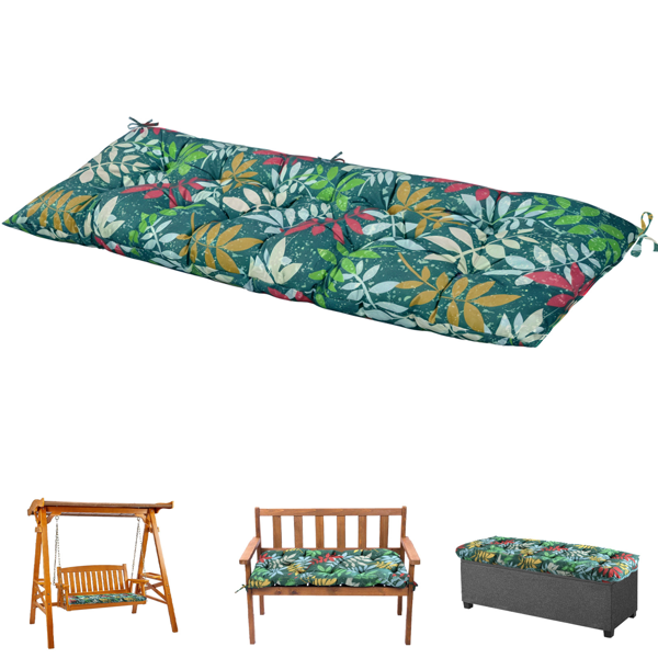 Outdoor Bench Cushion, 60 × 20 × 4 Inch, Tufted Waterproof Swing Cushion with Ties, for Patio Bench or Window Seat