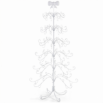 6ft White PVC Metal Artificial Christmas Tree with Bow Topper, No Extra Ornaments, Daily Decor Tree - Image 2