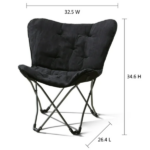 Micro Suede Fabric Butterfly Folding Chair, Black (Shipment from Walmart) - Image 3