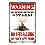 CIFbuy 1pc Rustic Guns Protect Property No Trespassing Sign, 8x12 Inch Decorative Wall Plaque For Living Room & Game Room Home Decor TikTok, TikTok, Self-pickup Logiopics - Image 8