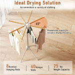 Foldable Bamboo Clothes Drying Rack with 40 Hanger Slots, Space Saving Laundry Drying Stand for Indoor Use - Image 10