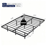 Black Full Size Floating Platform Metal Bed Frame - 14 Inch Height, Built-in LED Strip Light & Power Outlet