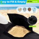 2-Pack 90lbs Patio Umbrella Base Sandbags 900D Oxford Weatherproof Weight Bags for Offset Cantilever Umbrella - Image 7