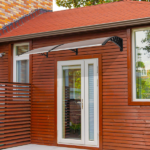 Same Code 82632470 80*38in Household Application Door & Window Rain Cover Eaves Brown Board & Black Holder - Image 24