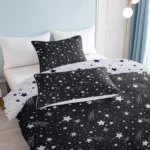 3 Piece Sparkle Black Meteor Shower Printed Duvet Cover Set Twin Size for Home Bedroom Decor - Image 6