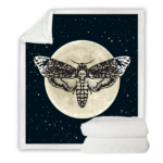1 pc Death Moth Moon Star Throw Blanket, Gothic Skull Moth Sherpa Blanket, Dark Academia Celestial Blanket for Couch Bed Sofa, Soft Cozy Black and White Witchy Decor temu can only be self-picked up - Image 2