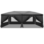 10'x20' Instant Pop Up Canopy Tent Black, 6 Panels 2 Doors 4 Mesh Windows, 28/22mm Powder Coated Steel Frame, 10x20mm Crossbar, 210D Oxford Folding Outdoor Tent with Carry Bag No Sandbags - Image 16