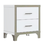 Elegant High Gloss Nightstand with Metal Handle,Mirrored Bedside Table with 2 Drawers for Bedroom,Living Room,White - Image 2