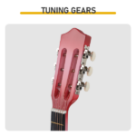 Pink 30-inch acoustic guitar with pick, strings, capo, gig bag, tuner and shoulder strap - Image 7