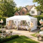 10x20ft Pop Up Canopy Tent with Detachable Sidewalls, 3-Level Adjustable Height Heavy Duty Metal Frame Outdoor Party Gazebo Waterproof 210D Oxford Fabric with Sandbags Stakes Wind Ropes for Wedding Market Camping White - Image 7