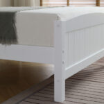 FCH Twin Pine Single-Layer Core Vertical Stripe Full-Board Curved Bed Head With The Same Bed Foot White Wooden Bed - Image 16