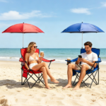 Folding Camping Chair with Detachable 8-Rib Sun Umbrella, 42.13 Inch Canopy Aluminum Alloy Portable Lawn Chair Supports 330LBS with Cup Holder - Image 16