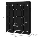 67" Portable Closet Organizer Wardrobe Storage Organizer with 10 Shelves Quick and Easy to Assemble Extra Space Black - Image 14