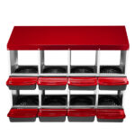 Chicken Nesting Box, 8 Compartment Roll Away Nesting Box for Laying Eggs, Wall Mount Chicken Nesting Boxes, Easy Egg Collection, Cleanable Pull Out Hen Roosting Boxes, 8 Holes, Red - Image 2