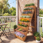 8-Tier Vertical Raised Garden Bed, 40" x 24" x 59" Fir Wood Ladder Planter Stand for Vegetables Herbs Flowers - Image 9
