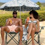 Portable Outdoor 2-Seat Folding Chair with Removable Sun Umbrella Coconut Tree - Image 5