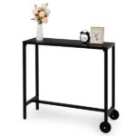 Replace 92798956 40" Outdoor Bar Table with Wheels, Rectangle Narrow Counter Height Table, Ideal Bar Height Table for Balcony Patio Garden Yard Poolside, Black - Image 8