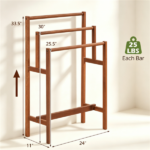 3‑Tier Freestanding Hardwood Towel Ladder, Farmhouse Vertical Towel Storage Rack, Space‑Saving Step Towel Bar for Bathroom Living Room Laundry Room - Image 8
