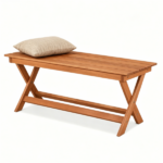 Solid Wood Backless Patio Bench, 2‑Person Rustic Slatted Seat Bench with X‑Frame Legs, Breathable Outdoor Garden Entryway Bench for Dining Plant Stand - Image 5
