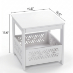 Side Table with Storage, Space Saving Nightstand for Small Spaces, Modern End Table for Indoor Outdoor, White - Image 7